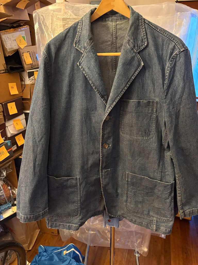 L&B Homme Japan Men's Denim Jacket In Blue Work Playtravel Do Chores Sz Lge Used